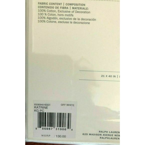 RALPH LAUREN HOME Set of 2 KATRINE King Pillowcases OFF WHITE COTTON $130+ - Picture 3 of 4